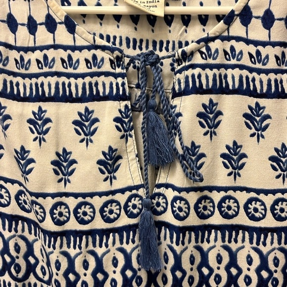Beachlunchlounge Blue Kayla Tassel Shift Bohemian Casual Dress size large - Picture 3 of 8